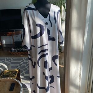 Abstract Print V-Neck Dress, pant set